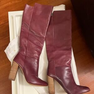 Kate Spade Saturday Maroon Leather Heeled Boots